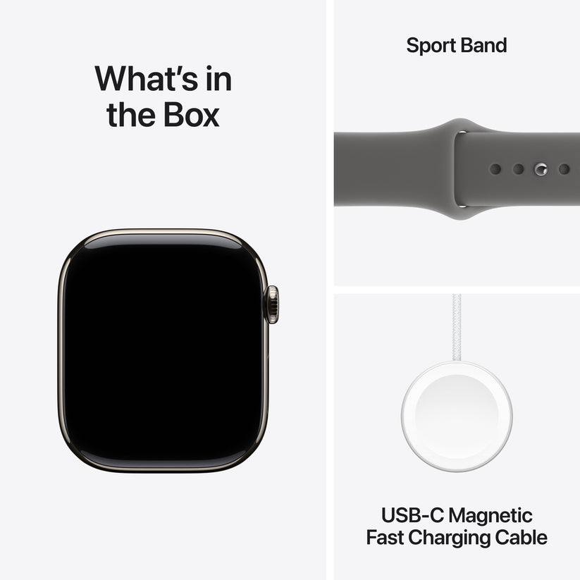 Apple Watch Series 11 GPS + Cellular 46mm Natural Titanium Case with Stone Grey Sport Band - M/L - iSTYLE.rs