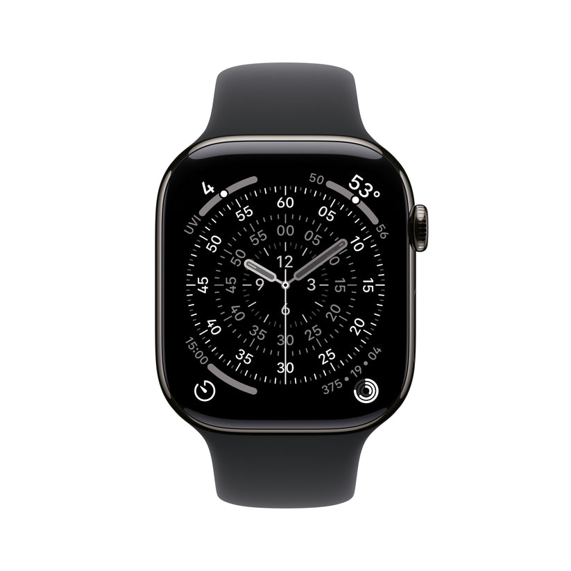 Apple Watch Series 11 GPS + Cellular 46mm Slate Titanium Case with Black Sport Band - M/L - iSTYLE.rs
