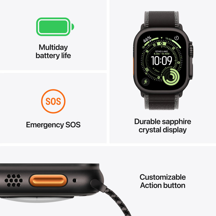 Apple Watch Ultra 3 GPS + Cellular 49mm Black Titanium Case with Black Alpine Loop - Small - iSTYLE RS