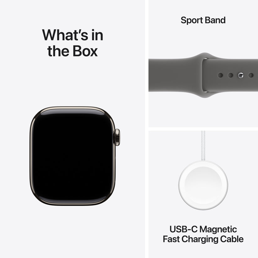 Apple Watch Series 11 GPS + Cellular 42mm Natural Titanium Case with Stone Grey Sport Band - S/M - iSTYLE.rs