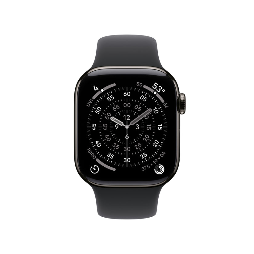 Apple Watch Series 11 GPS + Cellular 42mm Slate Titanium Case with Black Sport Band - M/L - iSTYLE.rs