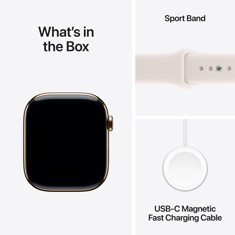Apple Watch Series 11 GPS + Cellular 46mm Gold Titanium Case with Light Blush Sport Band - S/M - iSTYLE.rs