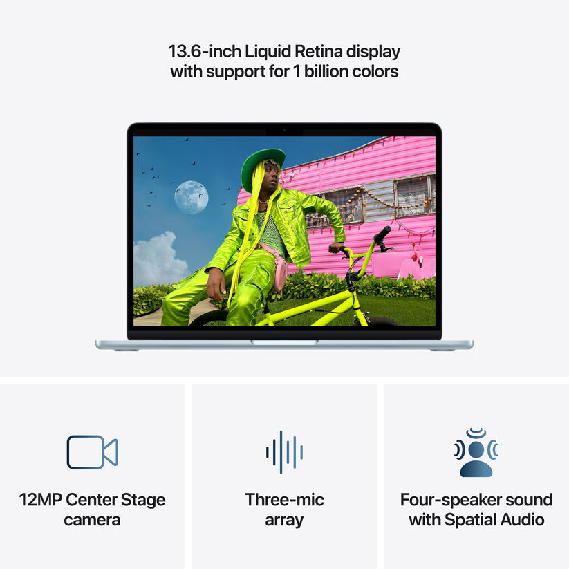 13-inčni MacBook Air: Apple M5 čip sa 10-jezgarnim CPU-om i 10-jezgarnim GPU-om, 2TB SSD, 16GB RAM, International English (QWERTY) - Sky Blue CTO
