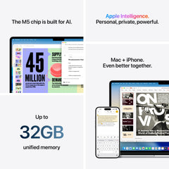 15-inčni MacBook Air: Apple M5 sa 10-jezgarnim CPU-om i 10-jezgarnim GPU-om, 2TB SSD, 16GB RAM, International English (QWERTY) - Silver CTO