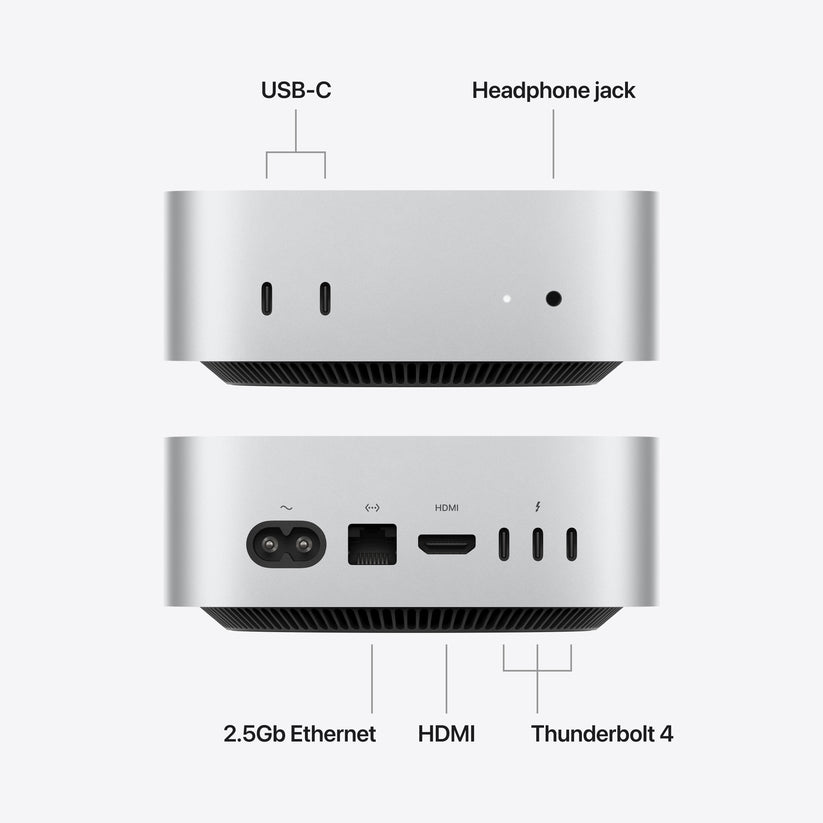 Mac mini M6 sa 12-jezgarnim CPU-om i 12-jezgarnim GPU-om, 24GB SSD, 1TB RAM, 10 Gigabit Ethernet - Silver CTO