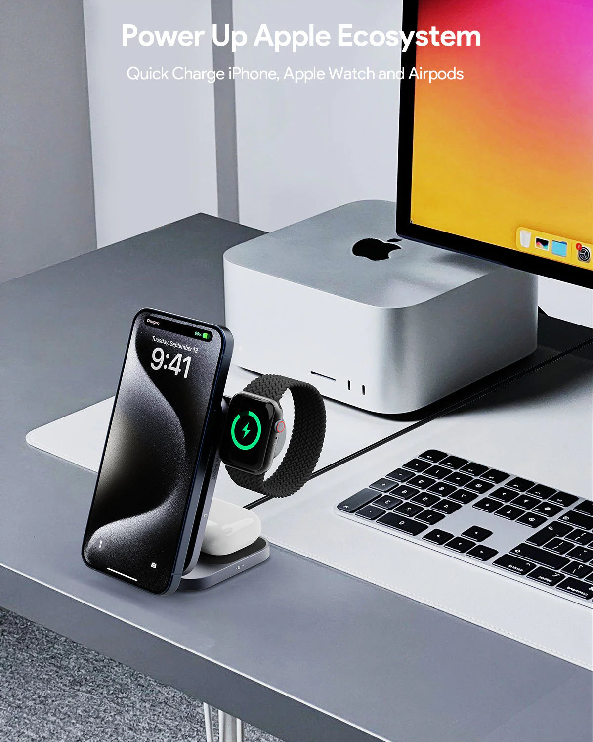 AUKEY MagFusion Z Qi2 3-in-1 Foldable Magnetic Fast Wireless Charging Station