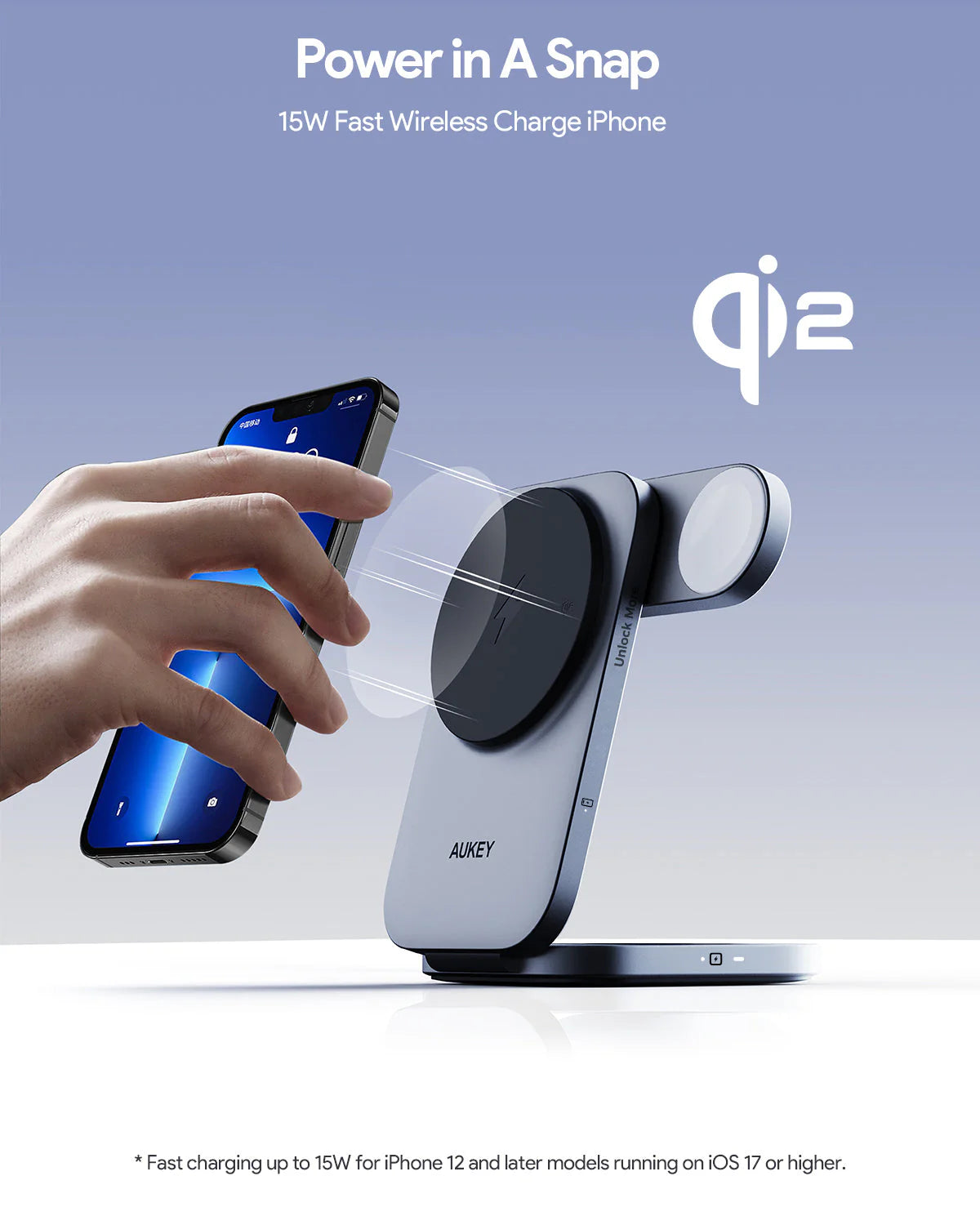 AUKEY MagFusion Z Qi2 3-in-1 Foldable Magnetic Fast Wireless Charging Station