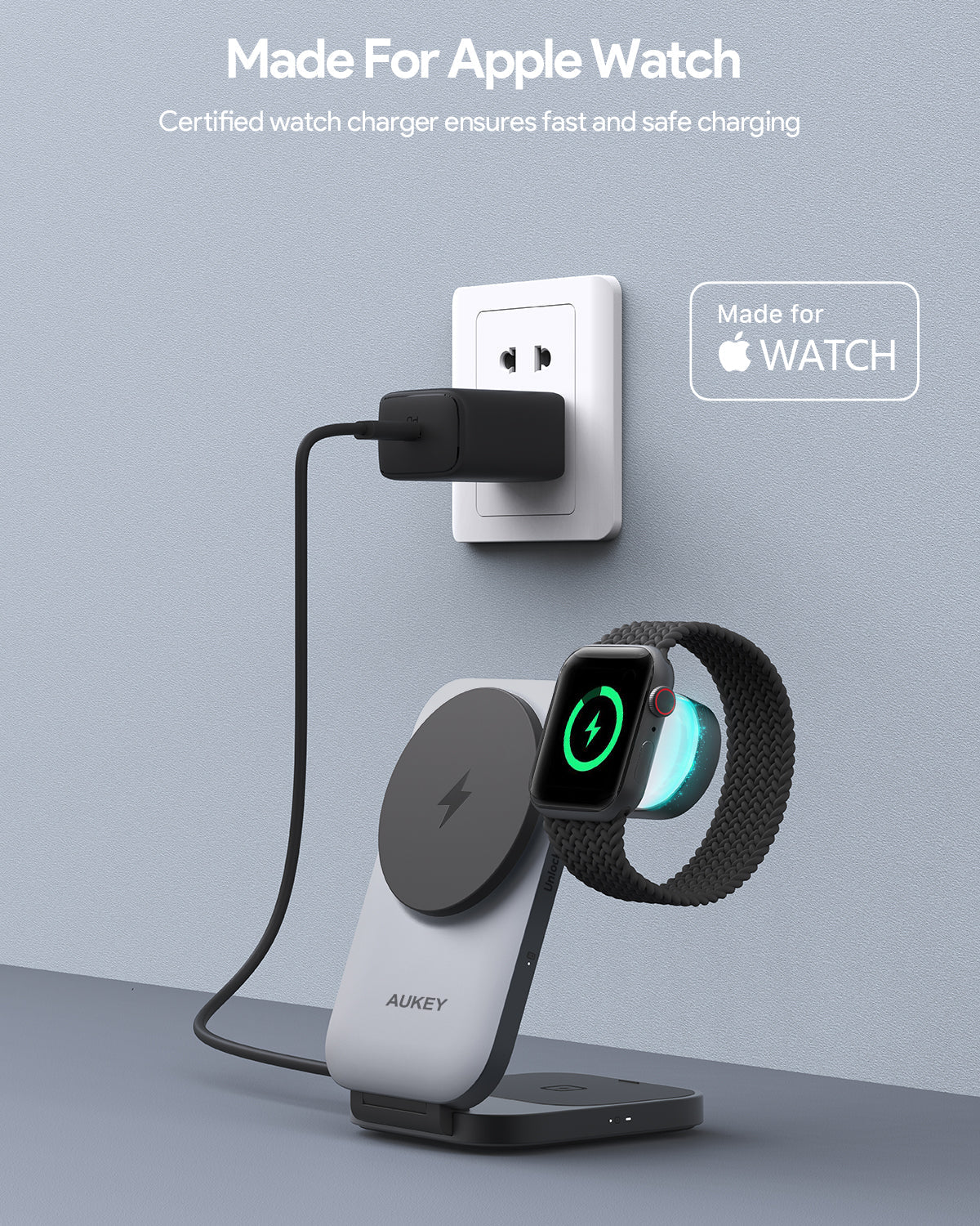 AUKEY MagFusion Z Qi2 3-in-1 Foldable Magnetic Fast Wireless Charging Station