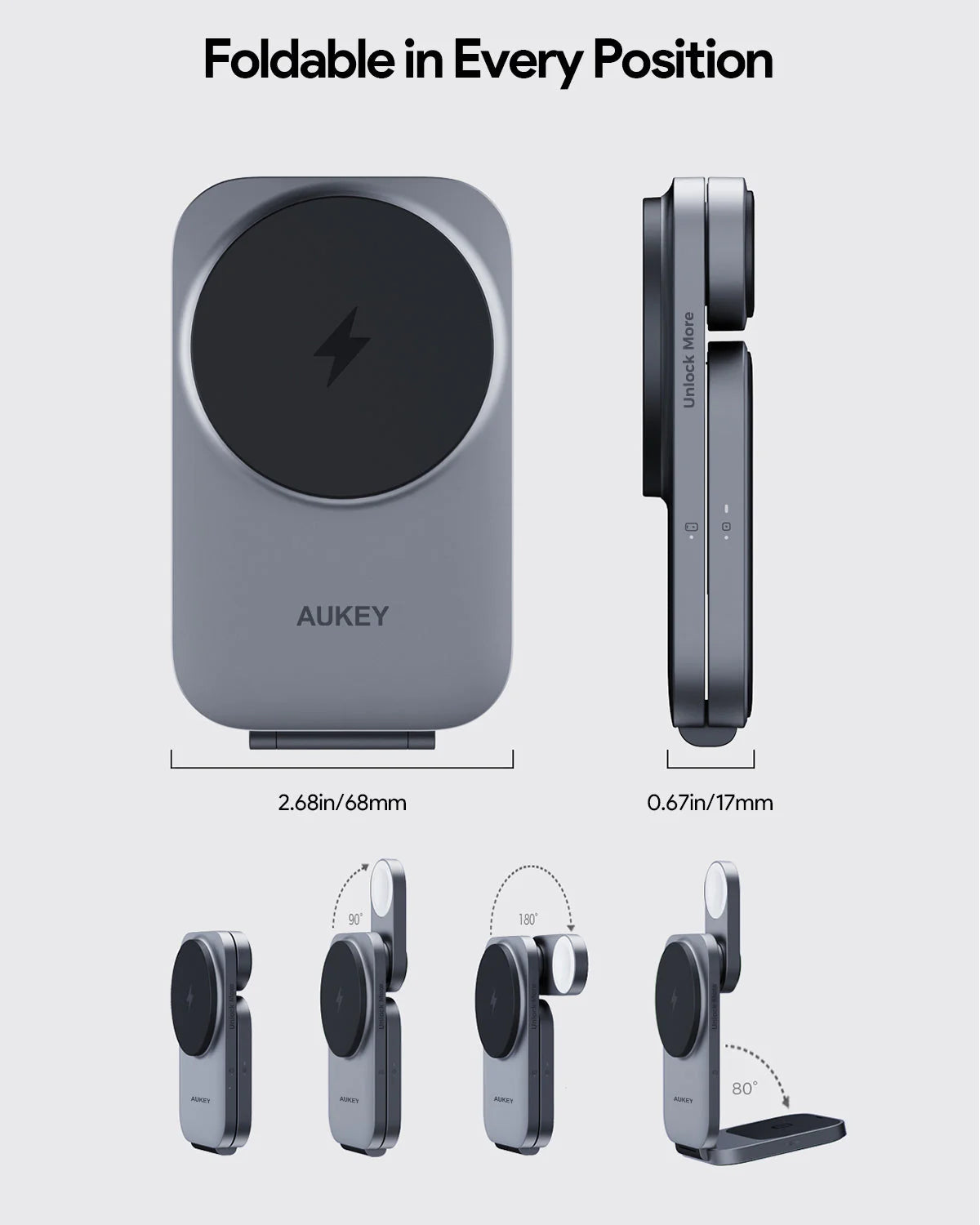 AUKEY MagFusion Z Qi2 3-in-1 Foldable Magnetic Fast Wireless Charging Station