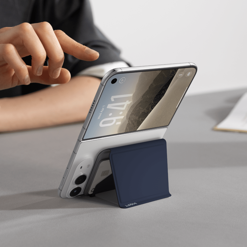 MOFT Stand Wallet (4-5 Cards) & Stand for iPhone Duo - Navy Blue