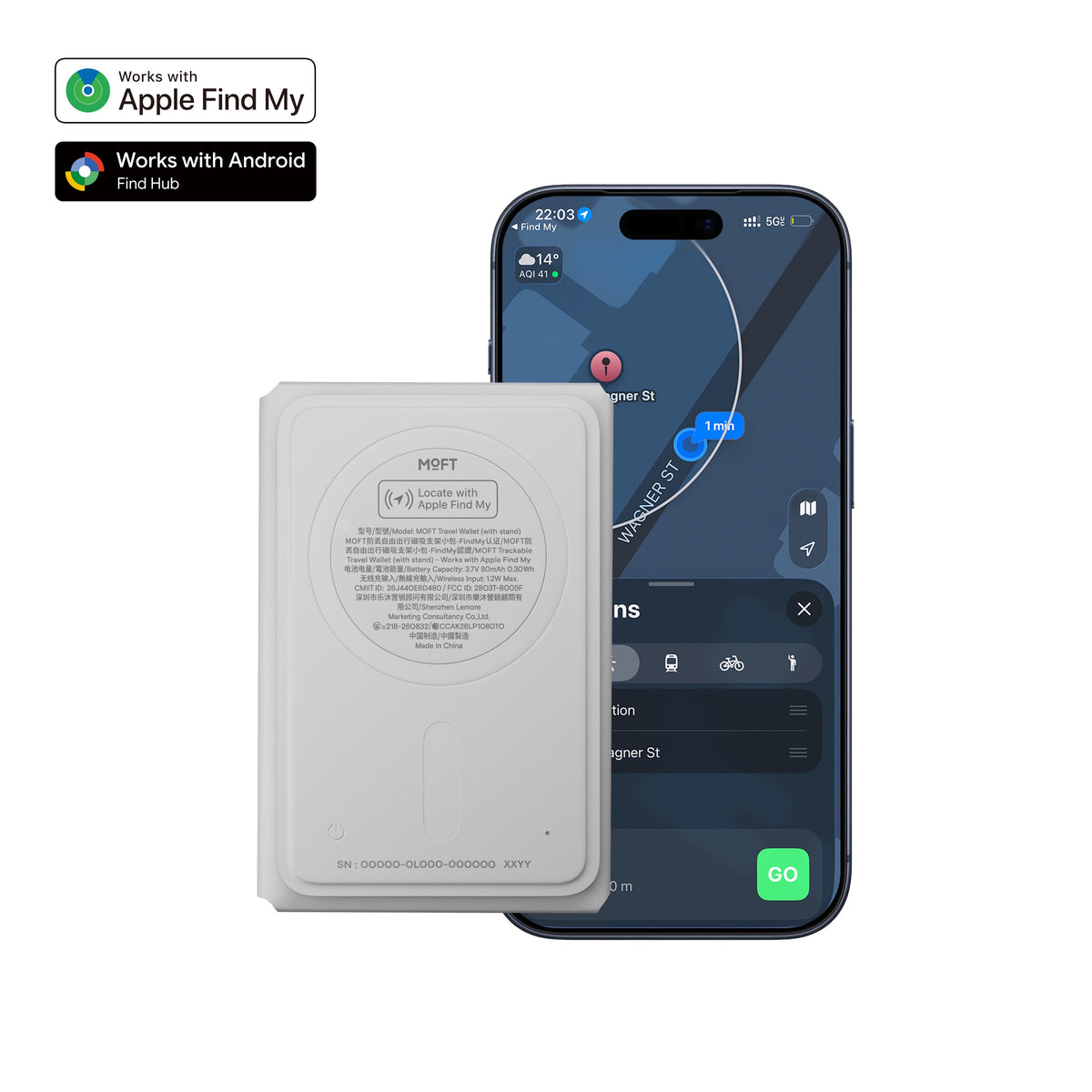 MOFT Trackable Field Wallet (8 cards) & Stand - Misty Cove