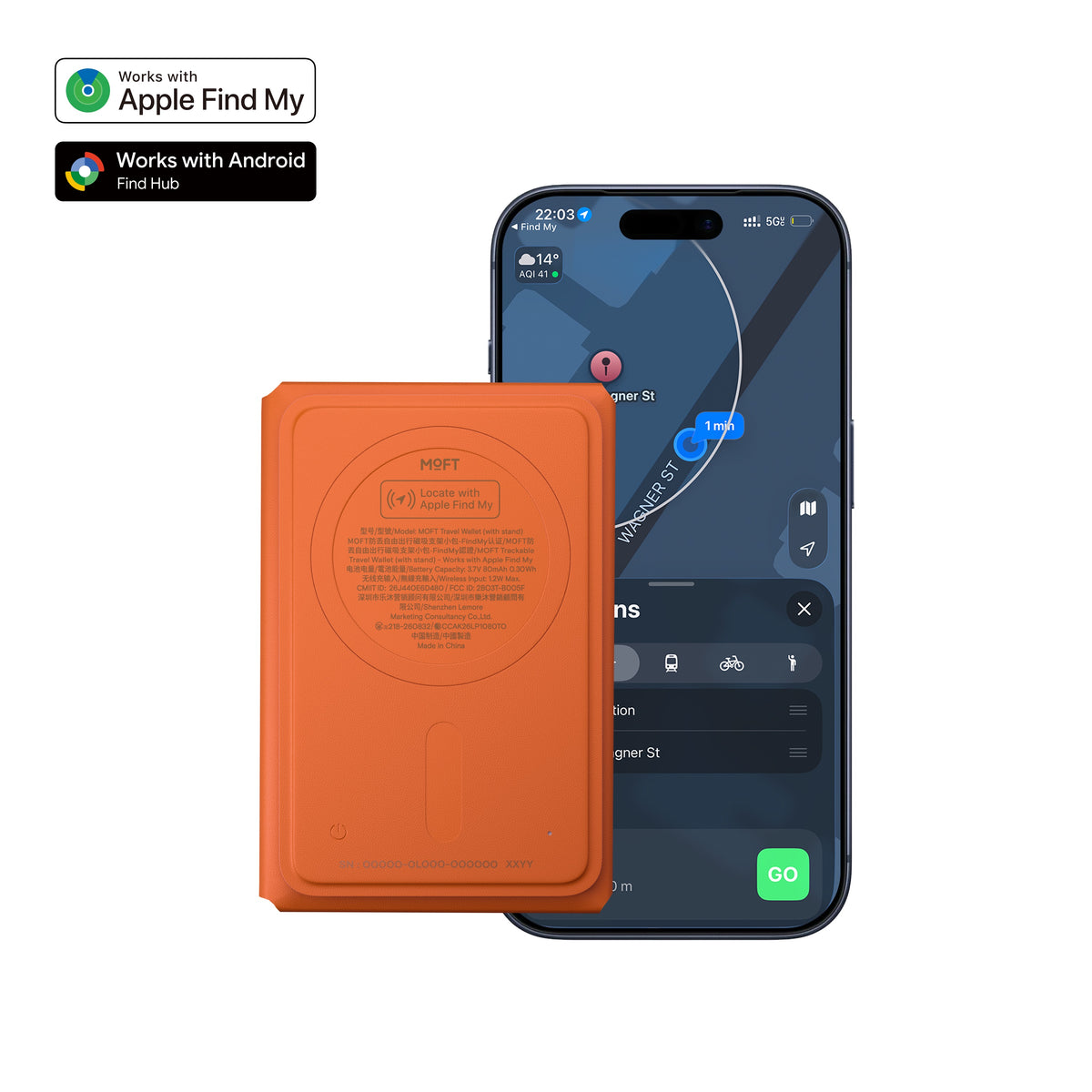MOFT Trackable Field Wallet (8 cards) & Stand - Sunrise