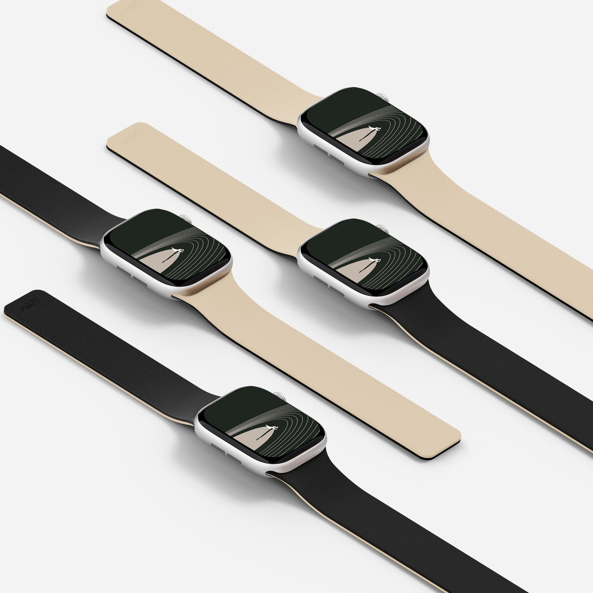 MOFT Snap Duo Band for Apple Watch 46mm - Jet Black + Beach White