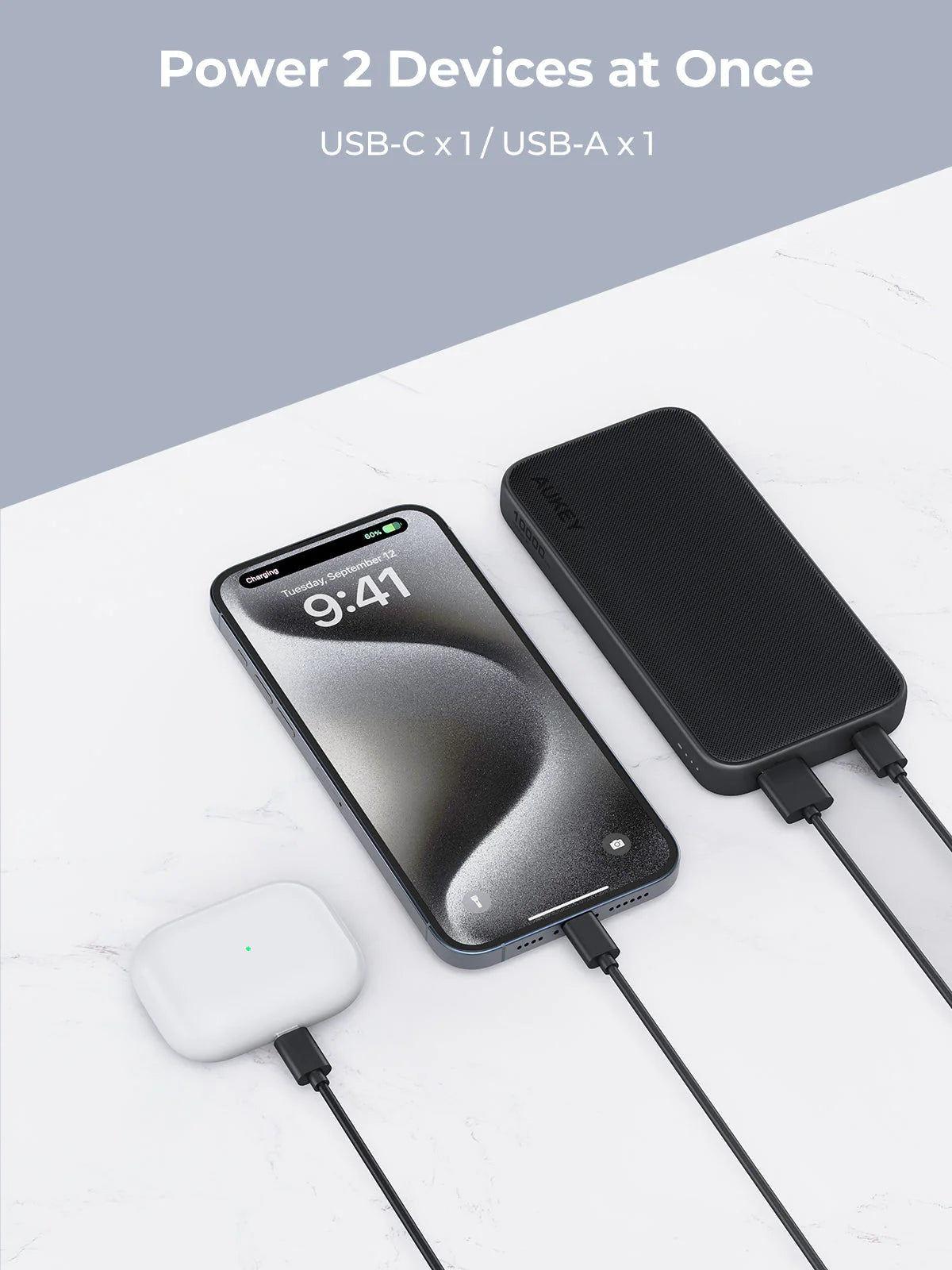 AUKEY Spark Go 10000 Fast Charging Power Bank Gray