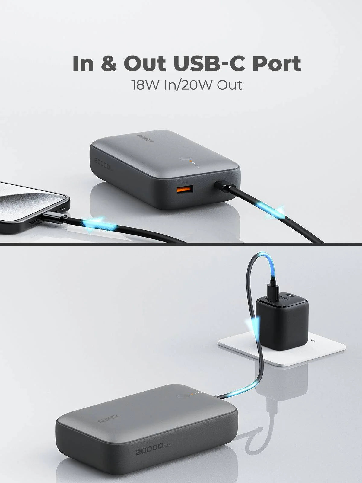 AUKEY Spark Mini 20000mAh Fast Charging Power Bank Frost White