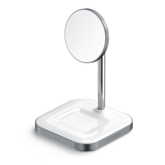 Satechi Aluminium 2-in-1 Magnetic Wireless Charging stand (iPhone 12/13, AirPods Pro, USB-C cable included) - White - iSTYLE.rs