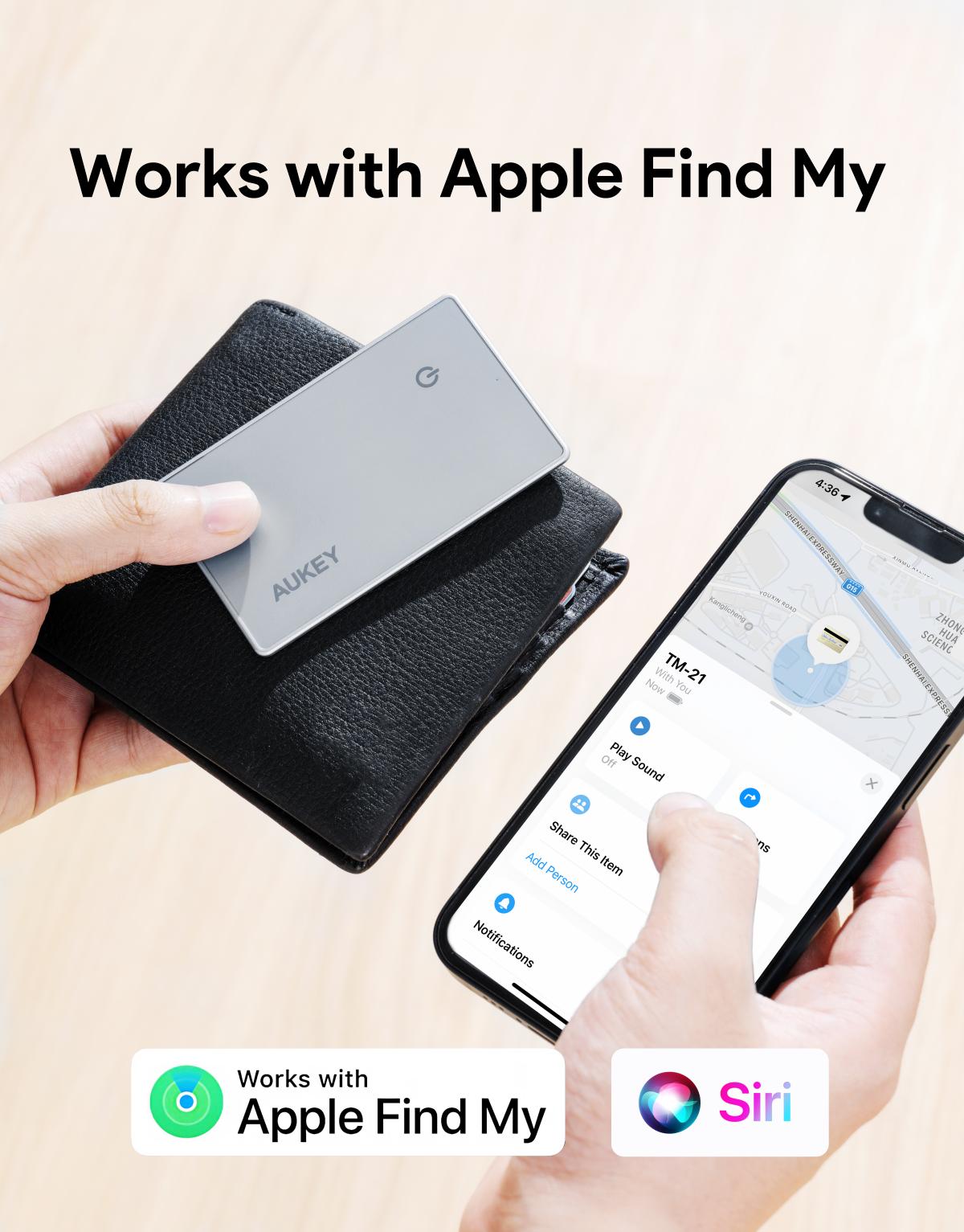 AUKEY Track Mate 3 Smart Bluetooth Tracker Medium Gray