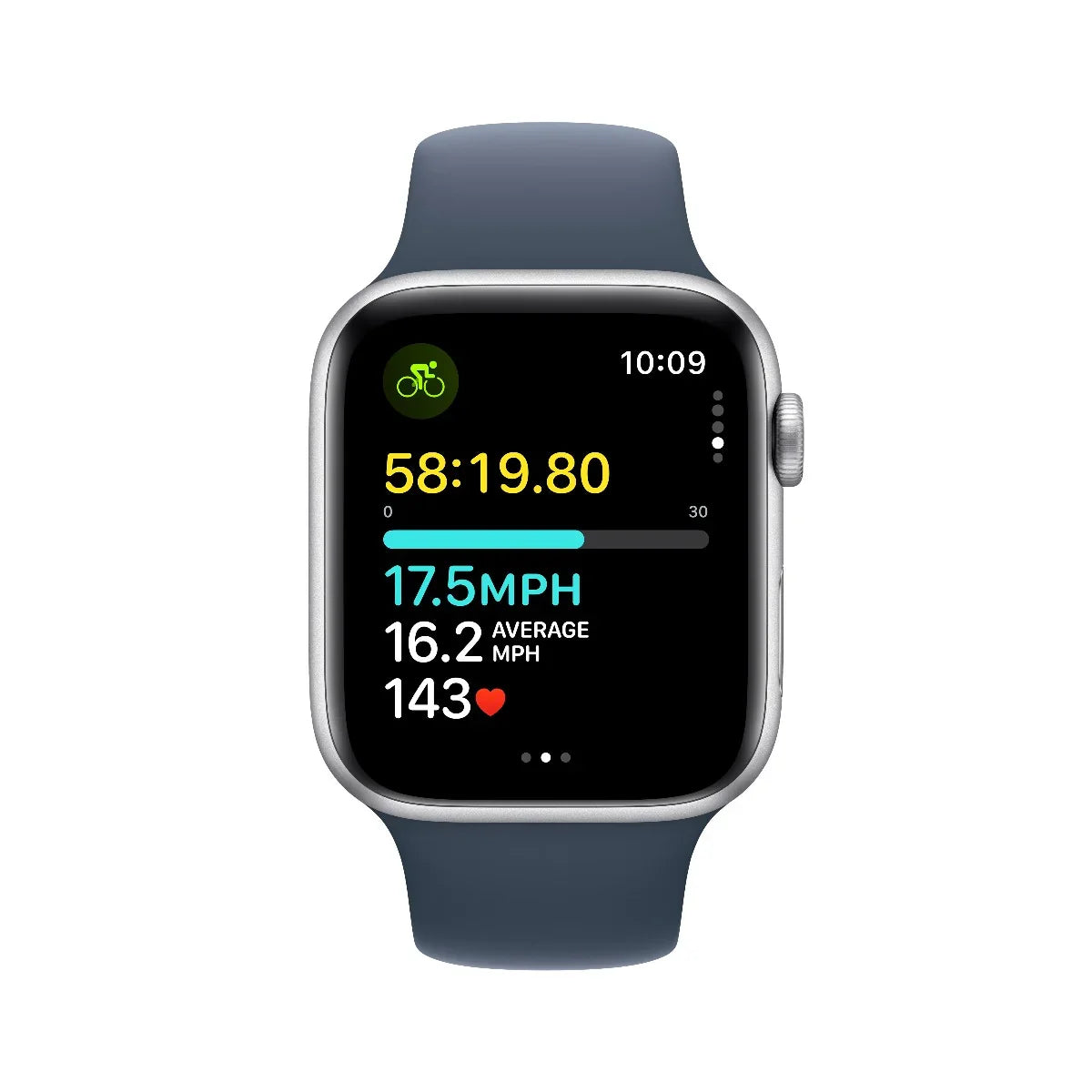 Apple Watch SE GPS 44mm Silver with Storm Blue Sport Band - M/L - iSTYLE RS