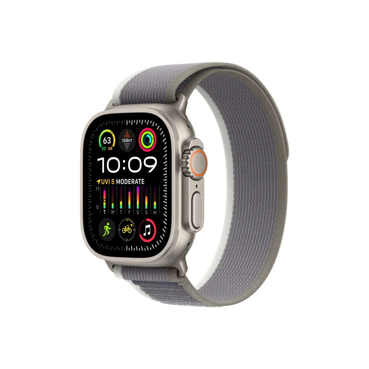 Apple Watch Ultra2 Cellular, 49mm Titanium Case with Green/Grey Trail Loop - S/M - iSTYLE RS