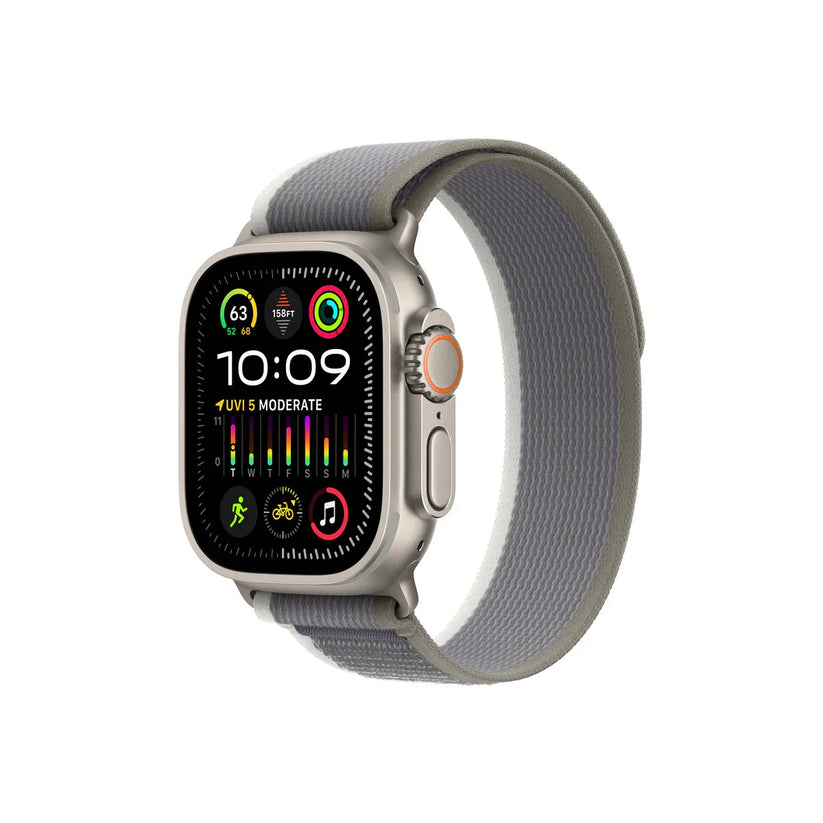 Apple Watch Ultra2 Cellular, 49mm Titanium Case with Green/Grey Trail Loop - S/M - iSTYLE RS