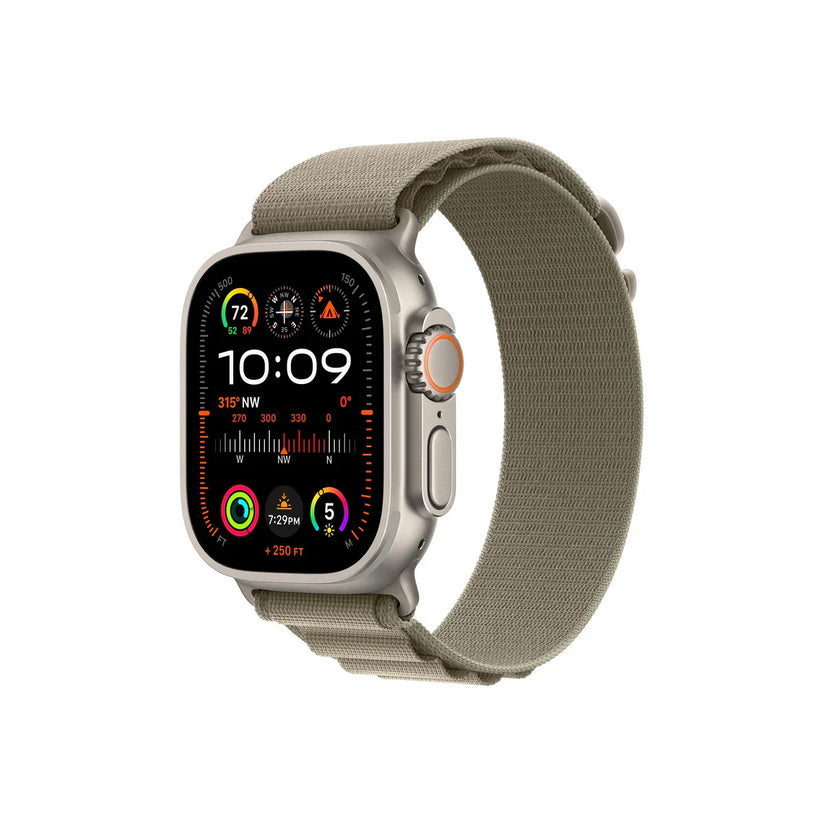 Apple Watch Ultra2 Cellular, 49mm Titanium Case with Olive Alpine Loop - Small - iSTYLE RS