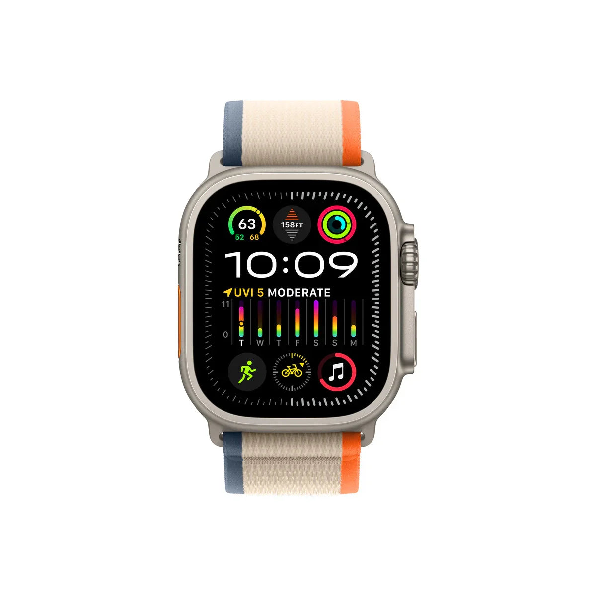 Apple Watch Ultra2 Cellular, 49mm Titanium Case with Orange/Beige Trail Loop - S/M - iSTYLE RS