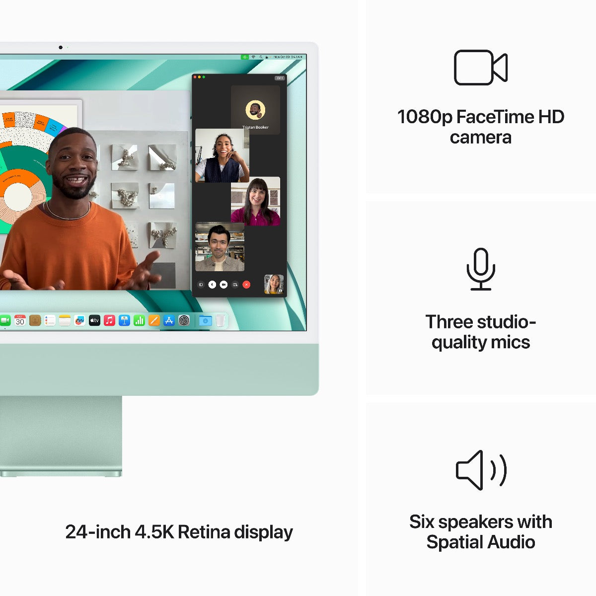24-inčni iMac M3 sa 4,5K Retina displejom, 8-jezgarnim CPU-om, 10-jezgarnim GPU-om, 8GB objedinjene memorije i 512GB SSD-om - Green - iSTYLE RS