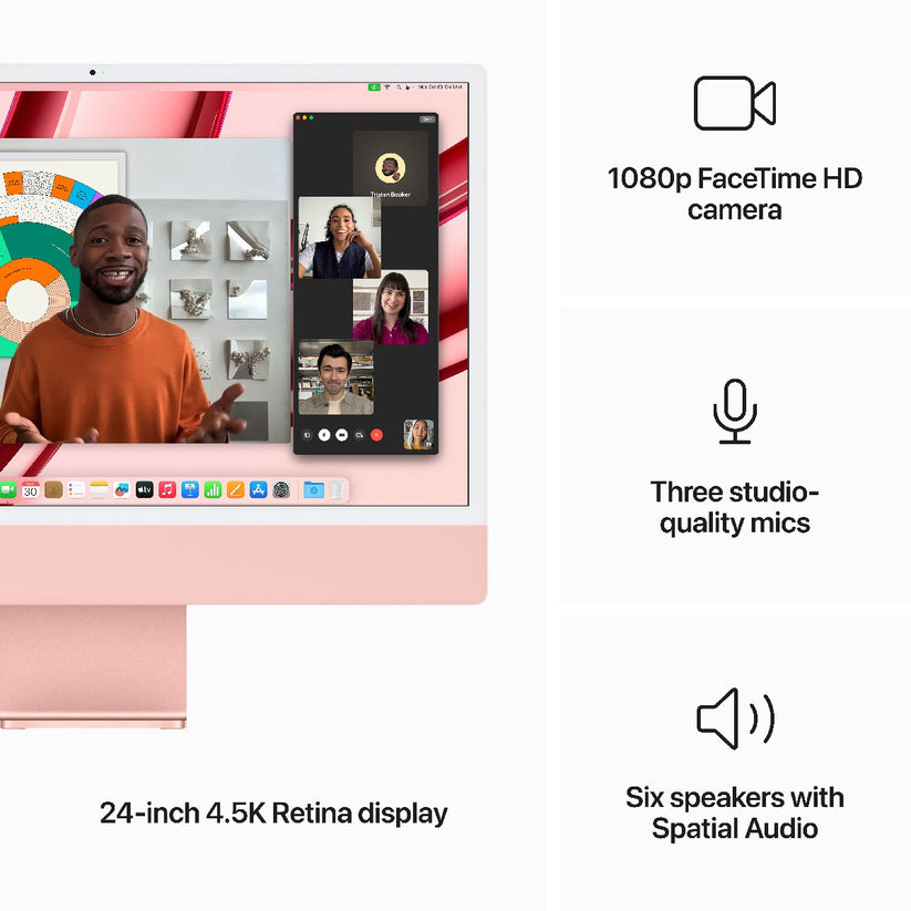 24-inčni iMac M3 sa 4,5K Retina displejom, 8-jezgarnim CPU-om, 10-jezgarnim GPU-om, 8GB objedinjene memorije i 256GB SSD-om - Pink - iSTYLE RS