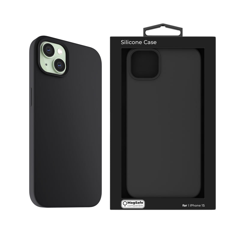 NEXT ONE silicone case MagSafe compatible for iPhone 15 | Black - iSTYLE RS