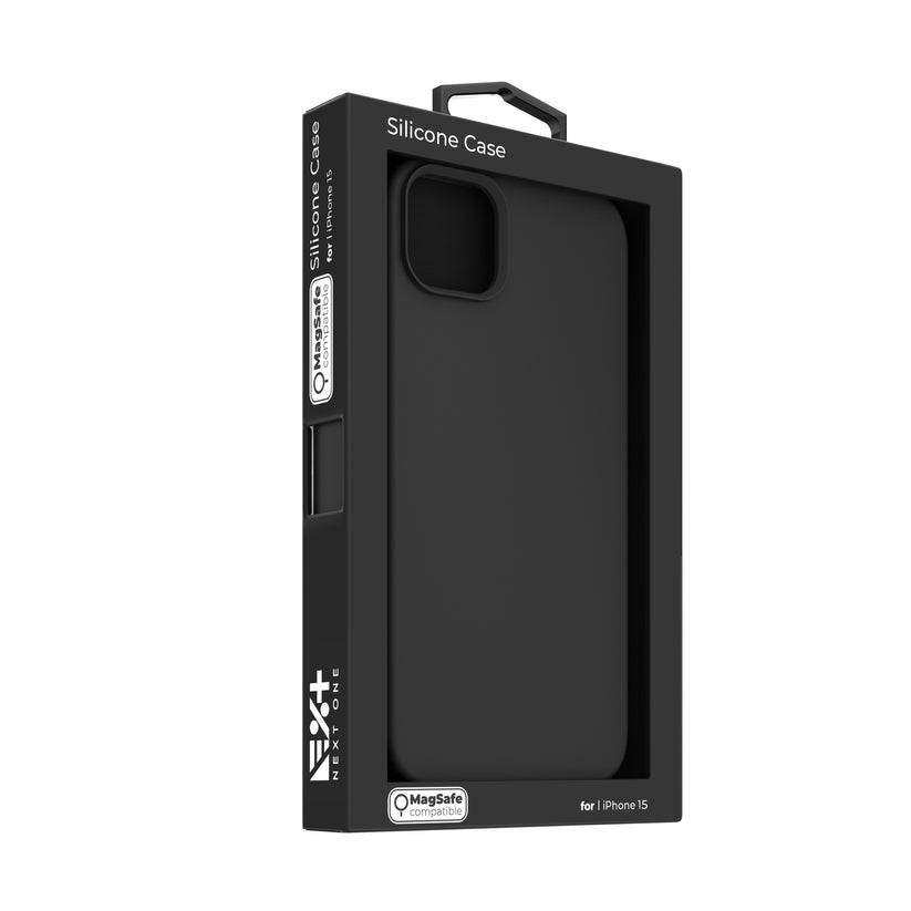 NEXT ONE silicone case MagSafe compatible for iPhone 15 | Black - iSTYLE RS
