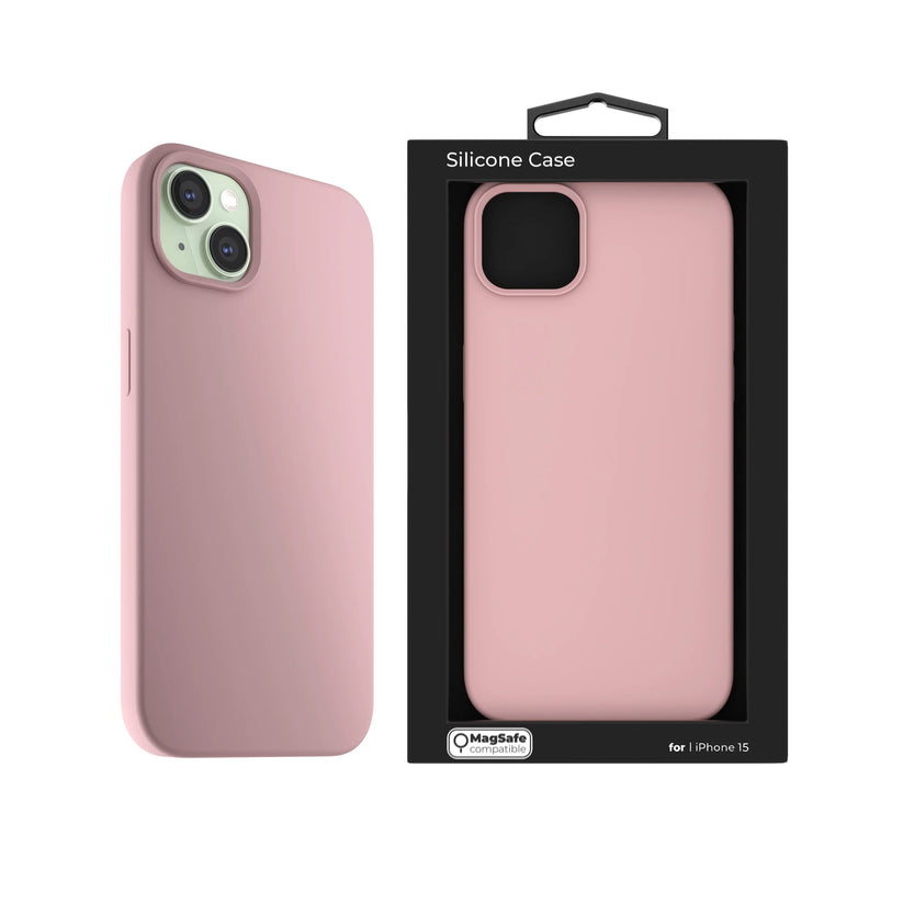 NEXT ONE silicone case MagSafe compatible for iPhone 15 | Pink - iSTYLE RS