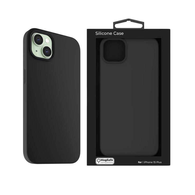 NEXT ONE silicone case MagSafe compatible for iPhone 15 Plus | Black - iSTYLE RS