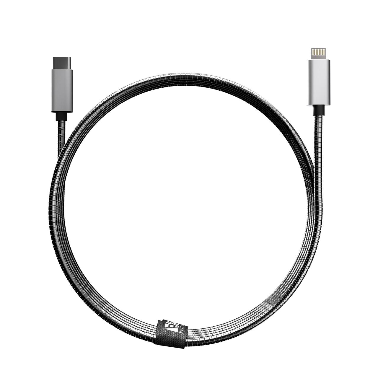 Next One SILVER USB-C TO LIGHTNING 1,2m METALLIC CABLE - iSTYLE RS