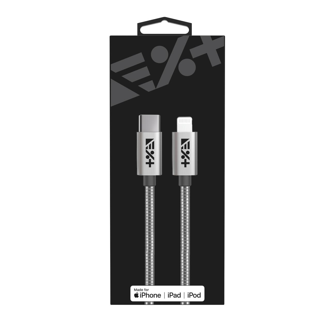 Next One SILVER USB-C TO LIGHTNING 1,2m METALLIC CABLE - iSTYLE RS