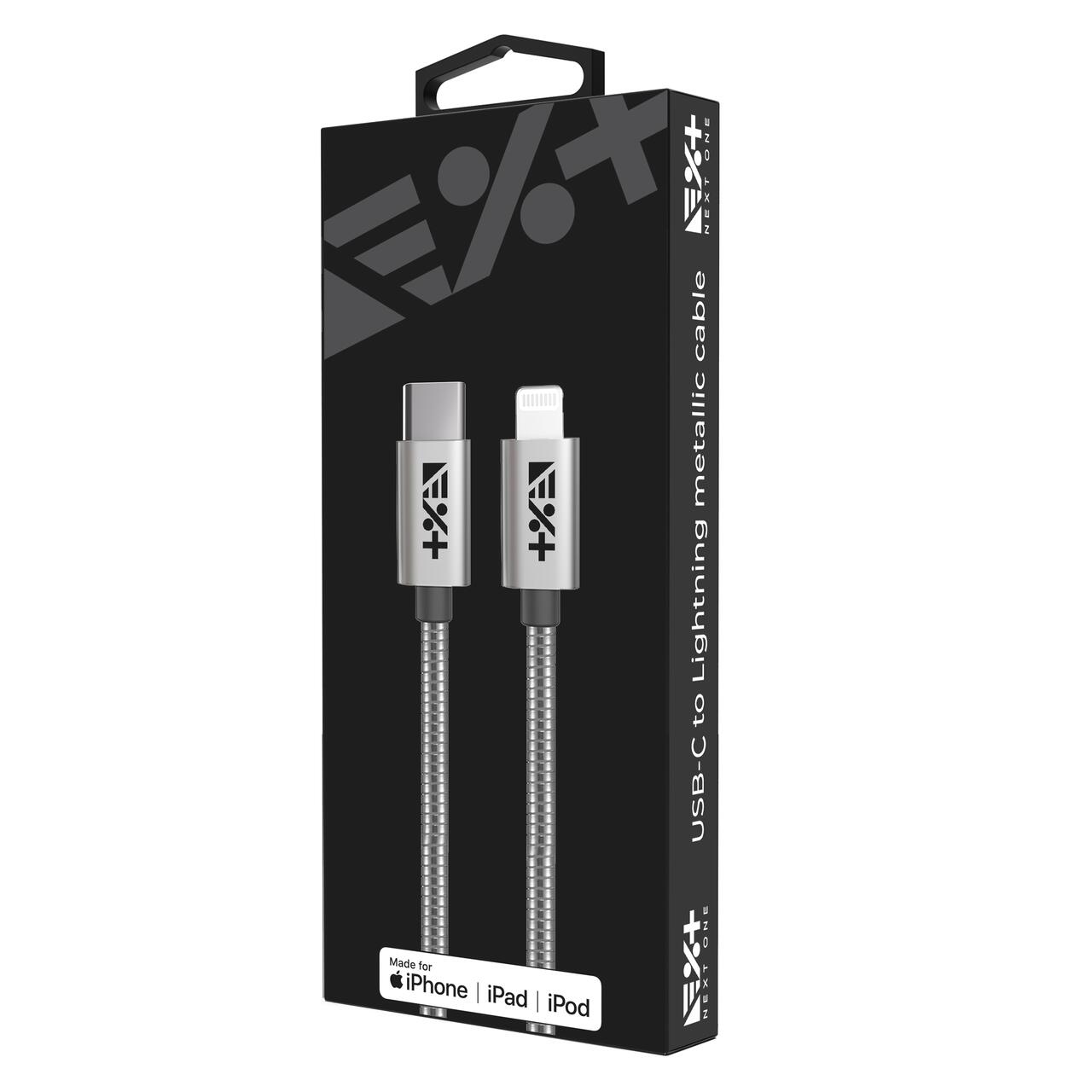 Next One SILVER USB-C TO LIGHTNING 1,2m METALLIC CABLE - iSTYLE RS