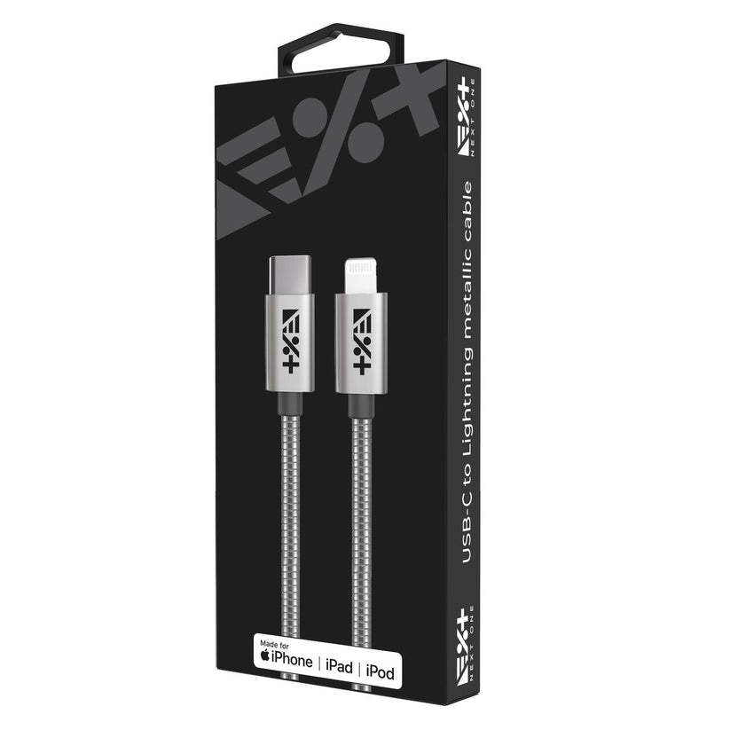 Next One SILVER USB-C TO LIGHTNING 1,2m METALLIC CABLE - iSTYLE RS
