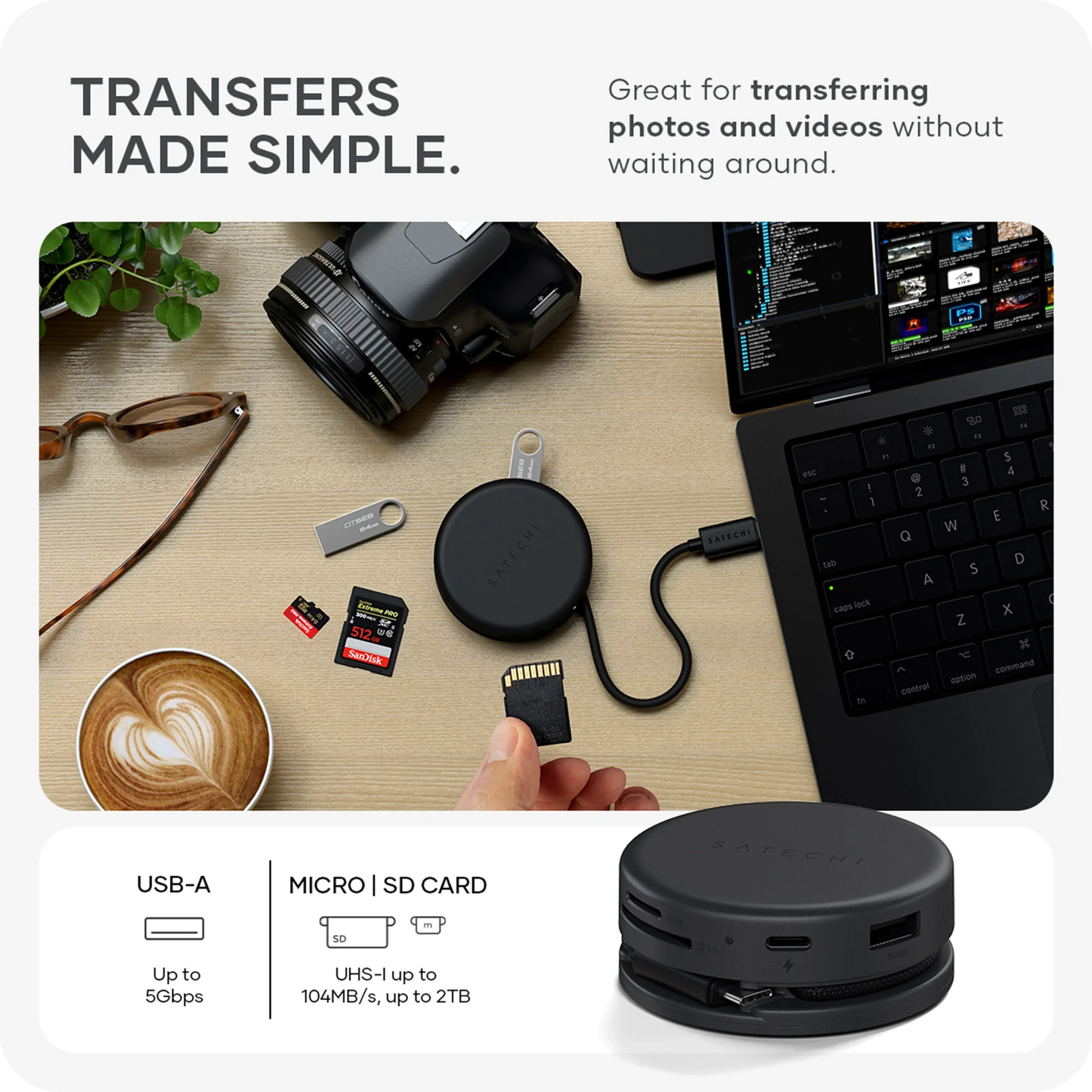 Satechi OntheGo 7-in-1 Multiport Adapter - Space Black