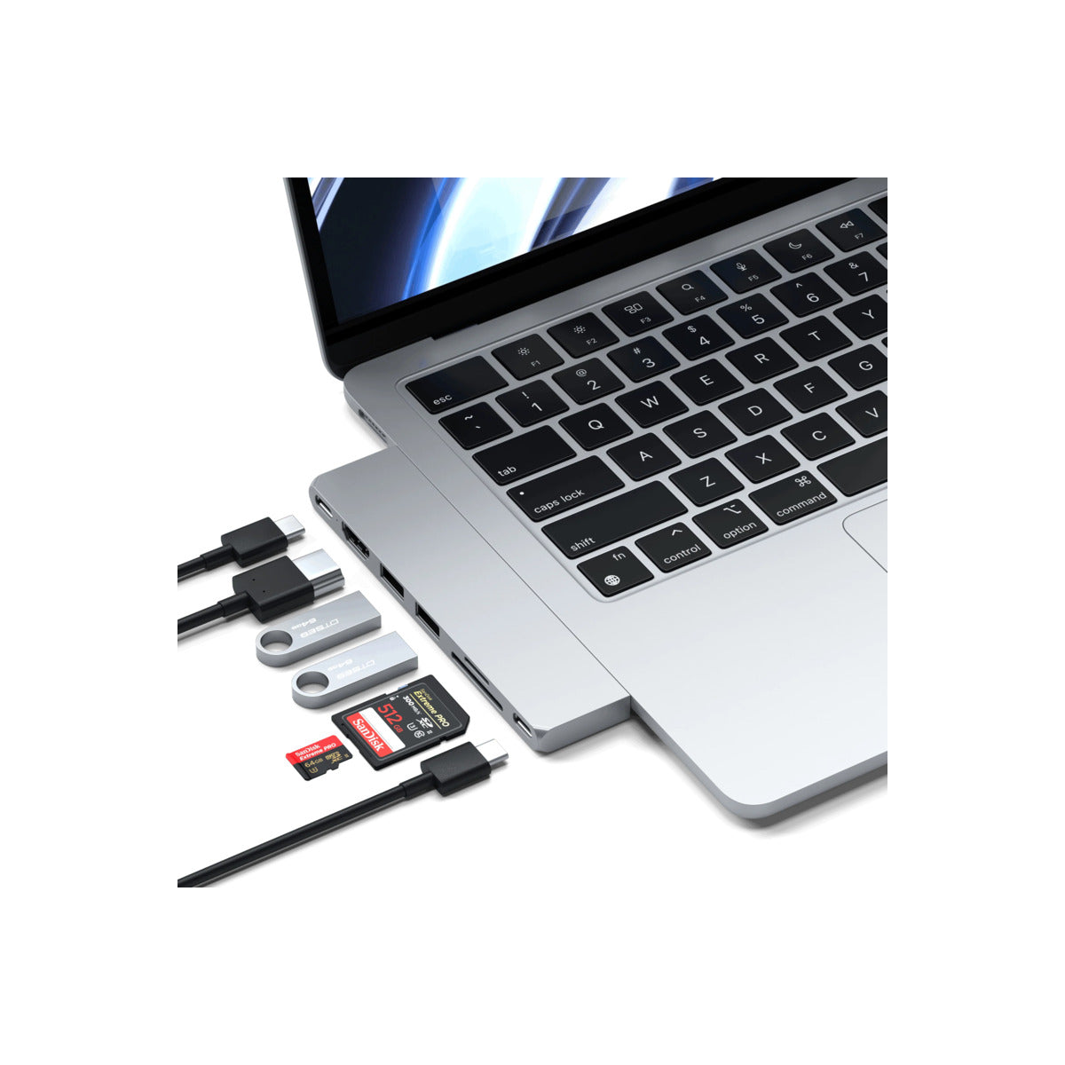 Satechi PRO HUB SLIM (1xUSB4,1xHDMI,2xUSB-A,SD/MicroSD,UHS-I up to 104MB/s, SD/SDHC/SDXC up to 2TB,1xUSB-C) - Silver - iSTYLE RS