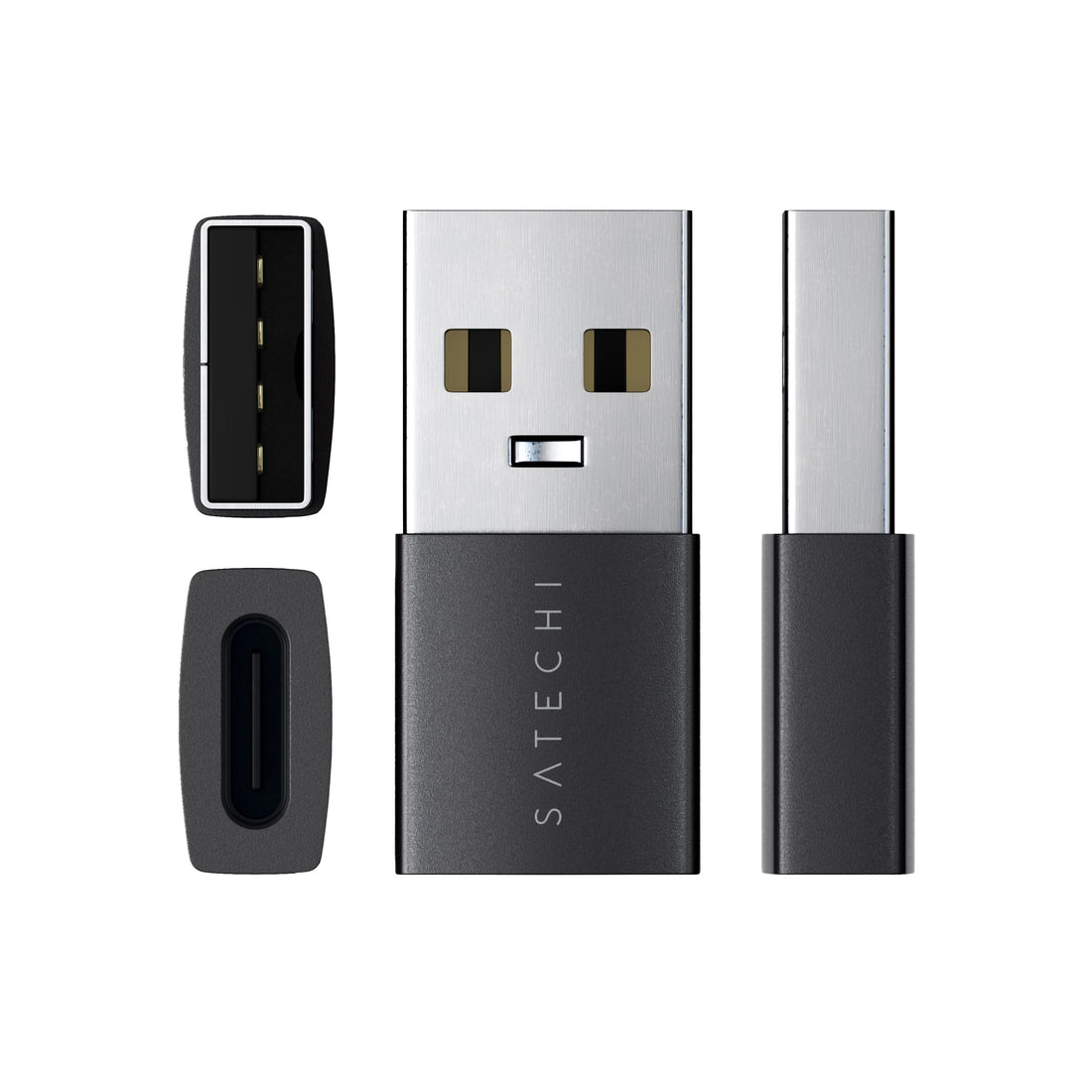 Satechi Aluminum 2x Type-A to Type-C Adapter - Space Black