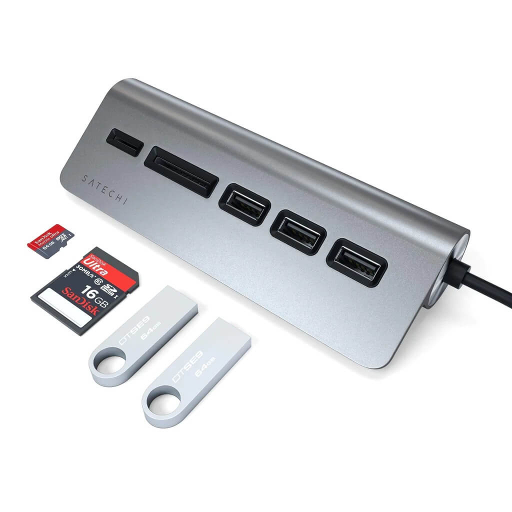 Satechi TYPE-C Aluminum USB Hub & Card Reader - Space Gray - iSTYLE RS