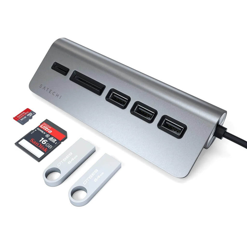 Satechi TYPE-C Aluminum USB Hub & Card Reader - Space Gray - iSTYLE RS