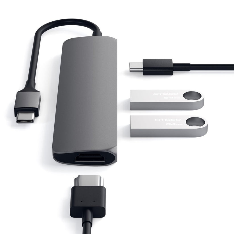 TYPE-C SLIM MULTI-PORT ADAPTER 4K - SPACE GRAY - iSTYLE RS