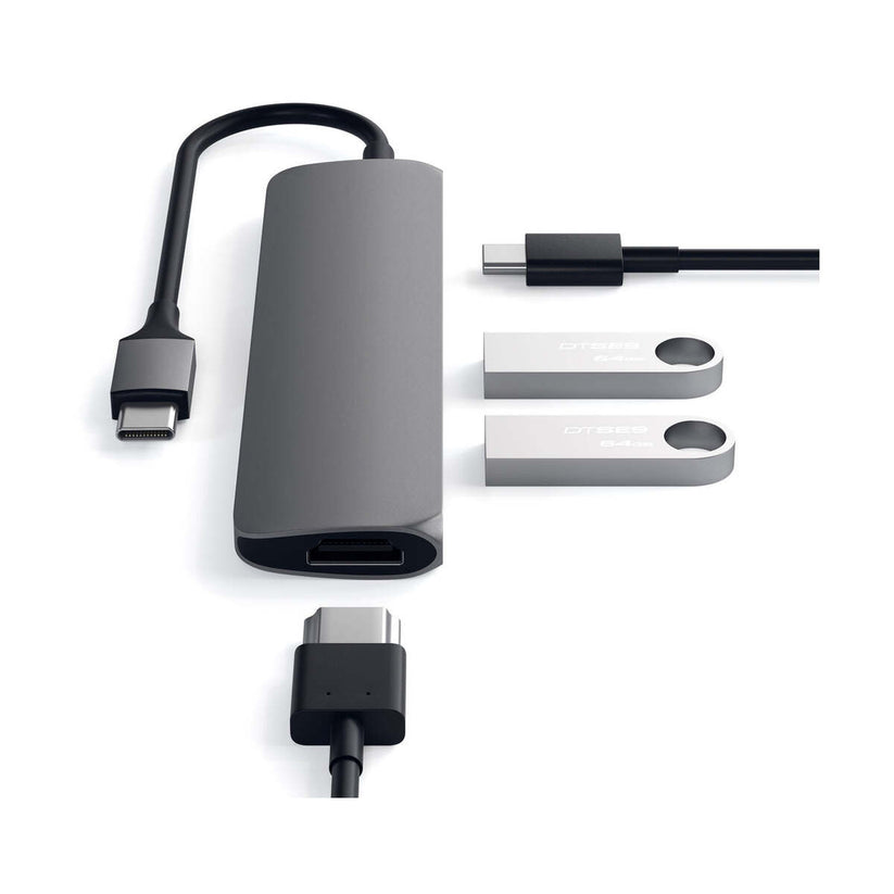 TYPE-C SLIM MULTI-PORT ADAPTER 4K - SPACE GRAY - iSTYLE RS