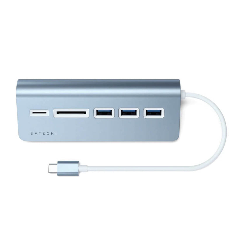 Satechi Aluminium Type-C USB Hub (3x USB 3.0,MicroSD) - Blue - iSTYLE RS