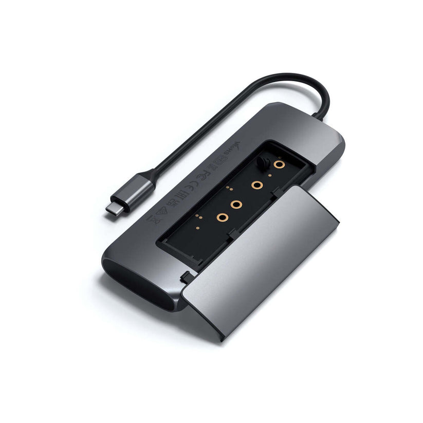 Satechi Aluminium USB-C Hybrid Multiport adapter (SSD Enclosure, HDMI 4K, 2 x USB-A 3.1 Gen 2 up to 10 Gbps) - Space Grey - iSTYLE RS