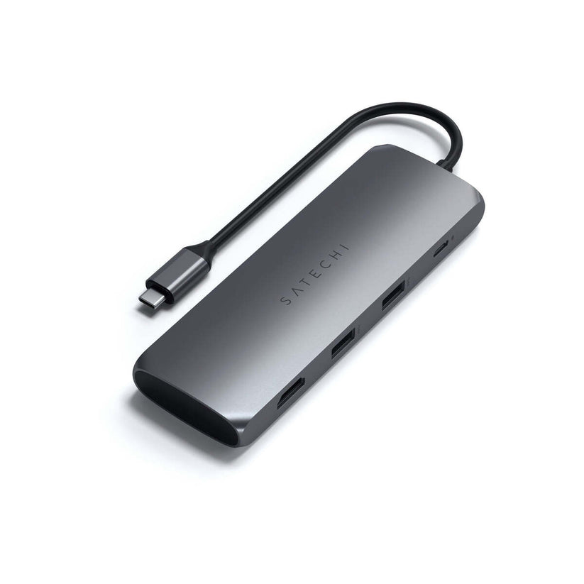 Satechi Aluminium USB-C Hybrid Multiport adapter (SSD Enclosure, HDMI 4K, 2 x USB-A 3.1 Gen 2 up to 10 Gbps) - Space Grey - iSTYLE RS
