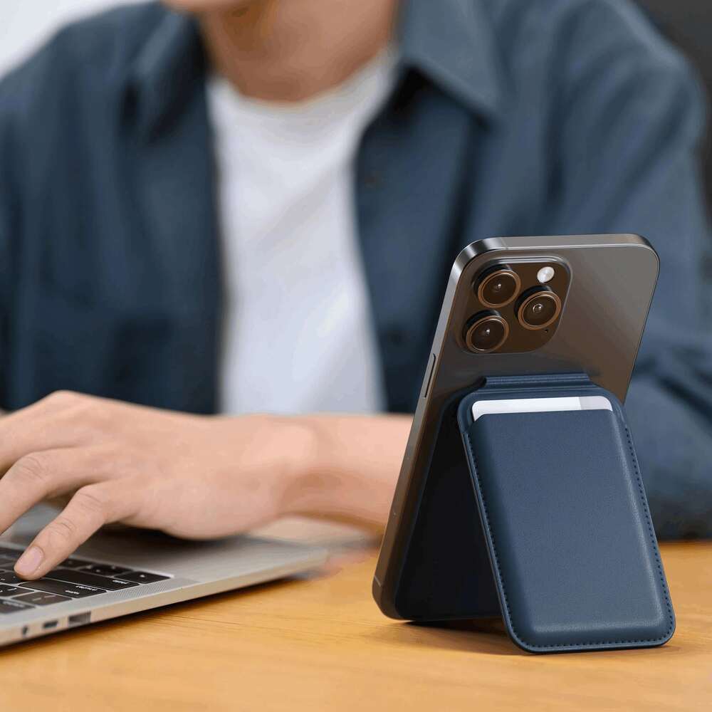 Satechi Vegan-Leather Magnetic Wallet Stand - Dark Blue - iSTYLE RS