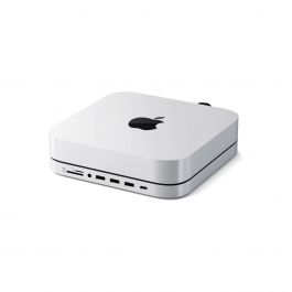 Satechi Stand & Hub For Mac Mini / Studio (1x USB-C 3.2, 1xUSB-A 3.2, 2x USB-A 3.0, 3.5mm Audio,1x Micro/SD, 1x NVMe/M.2 SATA SSD Enclosure Drive not included) - Silver
