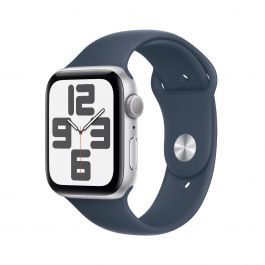 Apple Watch SE GPS 44mm Silver with Storm Blue Sport Band - S/M
