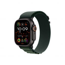 Apple Watch 49mm Loop:  Dark Green Alpine Loop - Small - Black Titanium Finish